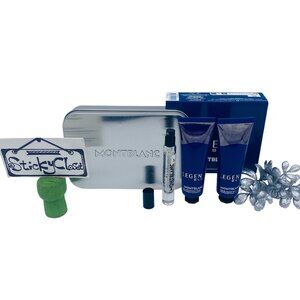 Montblanc Legend Blue Gift Set-Metal Box,Spray 7.5ml&Cream&Cleanser 30ml-3pc-NEW